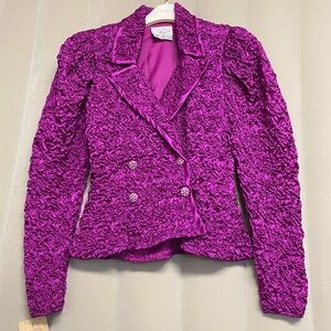 Vintage Farinae Collections Women’s Blazer Jacket Size 12 Crinkle Magenta NWT